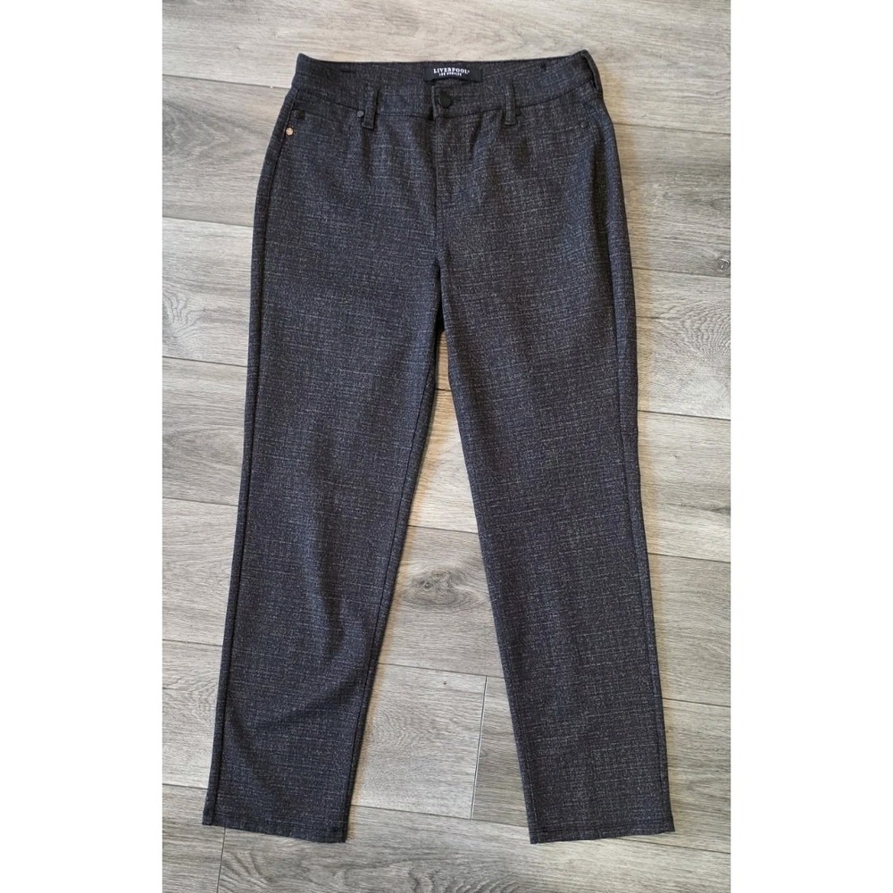 Liverpool Los Angeles 6 Pants‎ Gray Mid Rise Textured Marl Tapered Leg Career